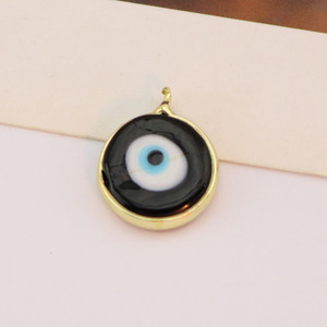 JF7371 Plaqué or Multicolore Lampwork Verre Evil Nazar Eye Coin Rond Charme Pendentifs Amulette Talisman <span class=keywords><strong>Protecteur</strong></span> Chanceux <span class=keywords><strong>Pendentif</strong></span> - Product Image 5