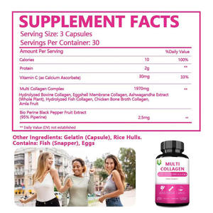 Capsules de complexe multi-collagène OEM ODM 100% naturelles, compléments alimentaires de qualité supérieure à base de vitamine C et de protéines pour les cheveux et la peau - Product Image 6