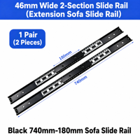 Rail coulissant réglable pour canapé, 46 mm de large, 2 sections, robuste, épaisseur 2,0 mm, ouverture centrale, ouverture et fermeture silencieuses