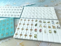 Set Mahjong Akrilik Putih Mint 160pcs Gaya Tropis Pantai Baru 2026, Motif Kereta Golf Lumba-lumba, Hadiah Unik untuk Liburan