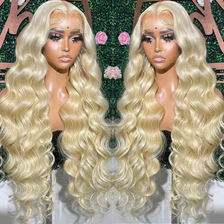 Raw Human Hair Wigs Wholesale 13x6 Hd Full Lace Frontal Transparent Swiss Hd Lace Blonde Wig 613 Full Lace Wig 36 Inch