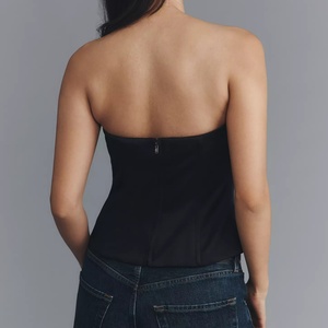 Camisola de Moda para Mujer, Blanca, con Cuentas de Cristal, Ajustada, sin Mangas, Estilo Corsé, para Chicas Modernas - Product Image 2