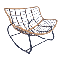 Fauteuil à bascule Uplion avec coussin, structure KD, cadre en acier, chaise de jardin en rotin, chaise de patio pour balcon