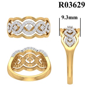 Bague de luxe personnalisée en or massif 18 carats bicolore avec nœud infini et diamants naturels, micro-pavé entrelacé, pour mariée - Product Image 6