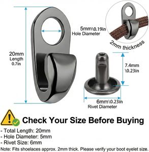 20 Sets Metal <b>Outdoor</b> Boot <b>Hook</b> Eyelets & Speed <b>Hooks</b> with Lace Buckles for Hiking Boots and Leather Shoe Repair - Product Image 2