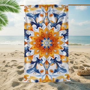 Serviette de plage à imprimé géométrique mandala orange, best-seller, grande taille, serviette de plage à sublimation florale pour les <span class=keywords><strong>vacances</strong></span> d'été à la piscine de l'hôtel - Product Image 6