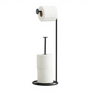 Porte-papier hygiénique support salle de bain porte-rouleau de papier hygiénique support avec réserve porte-papier hygiénique debout avec rangement - Product Image 1