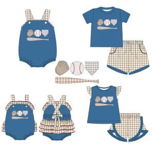 Boy Clothes Baby Boys Baseball Embroidery Outfit Matching Children's Boutique Shorts Set