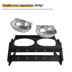 Cuenco elevado antideslizante con soporte ajustable en altura personalizado al por mayor comedero portátil moderno de acero inoxidable para mascotas con cuenco Doble - Product Image 5