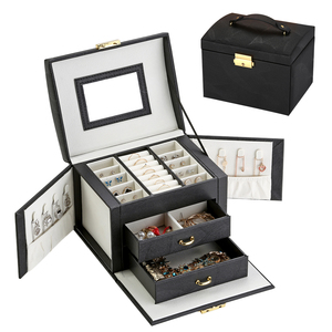 Luxury Custom Logo PU Leather Large Drawer Jewelry <strong>Boxes</strong> Mirror 3Layers <strong>Jewellery</strong> Organizer Necklace Ring Earring <strong>Girl</strong> Gift Case - Product Image 1