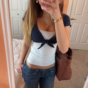 ชุดสองชิ้นเสื้อแขนกุดสองชั้นสีพื้นพื้นสำหรับฤดูร้อนเสื้อแขนกุดลำลองสีสดใหม่ - Product Image 5