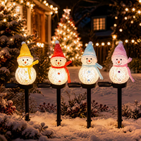 Luce Solare LED a Forma di Pupazzo di Neve per Esterni, con Picchetto per Giardino, Patio, Vialetto e Decorazione del Cortile