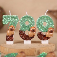 Bougie d'anniversaire numérique en cire de paraffine faite à la main, motif Capybara de dessin animé, pour décoration de gâteau, fête, anniversaire, premier anniversaire, chiffres 0-9, pour l'international