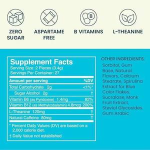 Comprimés énergétiques à la caféine OEM (42 pièces) - Sans sucre, L-théanine + Caféine + Vitamine B12 B6, saveur menthe poivrée, non destiné aux enfants - Product Image 3