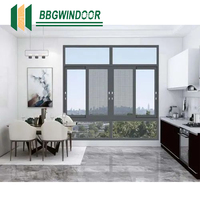 Lukliving, ventanas de vidrio de aluminio de vidrio de doble con malla de acero inoxidable, gran oferta, ventana corredera de aluminio con rotura térmica