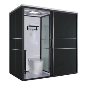 Salle de bain intégrée tout-en-un, étanche, isolée, avec toilettes rectangulaires coulissantes, style ouvert, douche carrée complète pour - Product Image 1