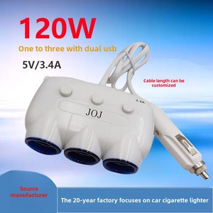 120W công suất cao xe Thuốc lá nhẹ hơn 2USB mở rộng <span class=keywords><strong>3</strong></span>-cách tự động ổ cắm sạc với dây 12V24V Adapter độc lập chuyển đổi - Product Image 4