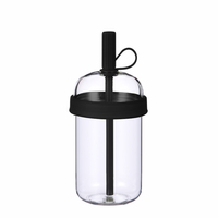 Nouvelle tasse réutilisable écologique de 540 ml, style américain, en Tritan, avec paille, pour thé au lait, café, multicolore, portable, transfrontalier