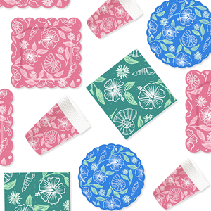 DAMAI Flower Animal Theme Tableware Set <b>Table</b> Set Paper Plates Party Paper Cups Napkins with Floral Disposable for Wedding Party - Product Image 4