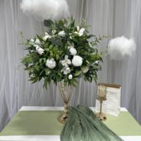 Boule de fleurs en soie DKB moderne, demi-blanc pur, 80 cm de diamètre, roses et gypsophiles, pour la décoration de mariages, maisons, hôtels, villas et fêtes