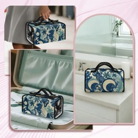 Sac de voyage cosmétique pliable à motif feuille de palmier hawaïenne avec compartiments transparents amovibles pour le voyage