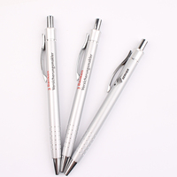 Stylo à bille argenté réaliste de haute qualité avec logo imprimé pour le bureau