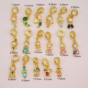 CZ8906 Little Small Mini 18K chapado en oro cuentos de hadas circón CZ Micro Pave princesa figura sirena chica colgante encantos colgantes - Product Image 2