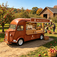 Camion de restauration mobile vintage marron personnalisé avec espace pour panier à fruits, étagère pour produits frais du verger pour la récolte à la ferme