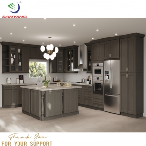 Gabinetes de <span class=keywords><strong>Cocina</strong></span> de Madera Teñida al por Mayor, Listos para Armar, Puerta Estilo Shaker Completa, <span class=keywords><strong>Muebles</strong></span> de <span class=keywords><strong>Cocina</strong></span> Modernos de Lujo Modulares y Económicos - Product Image 3