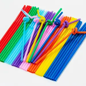 Wholesale Disposable Art Straw Cocktail Juice Bending Straw Summer Party Disposable PP Plastic Straw
