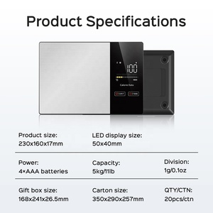 Báscula Nutricional Inteligente para Cocina con Batería, Seguimiento de Calorías y Pantalla Digital - Product Image 5