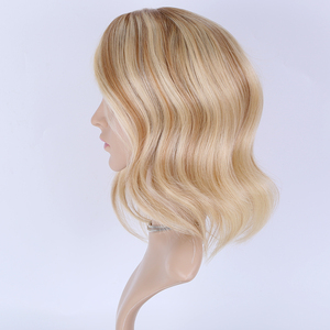 Peluca <span class=keywords><strong>de</strong></span> cabello humano remy para mujer, tupé trasero <span class=keywords><strong>de</strong></span> trama superior, con encaje frontal, color rubio, 100% europeo - Product Image 4