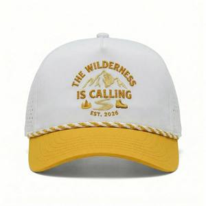 Casquette de sport en polyester imperméable à 5 panneaux avec logo personnalisé, perforations découpées au laser, style Dad Hat, avec corde, pour <span class=keywords><strong>le</strong></span> <span class=keywords><strong>golf</strong></span> et <span class=keywords><strong>le</strong></span> baseball - Product Image 2