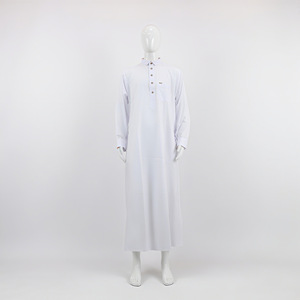 Haya 2025 White Thobe Ropa islámica para hombres Elegante túnica larga modesta con botones de <span class=keywords><strong>Al</strong></span> <span class=keywords><strong>Haramain</strong></span> - Product Image 6