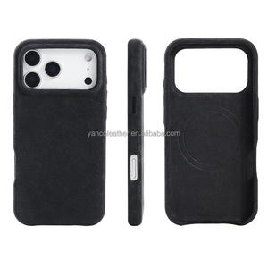 Étui de téléphone minimaliste en <span class=keywords><strong>Alcantara</strong></span> avec pochette magnétique pour cartes pour <span class=keywords><strong>iPhone</strong></span> 17 18 <span class=keywords><strong>Pro</strong></span> Max – Housse de luxe en suède - Product Image 3