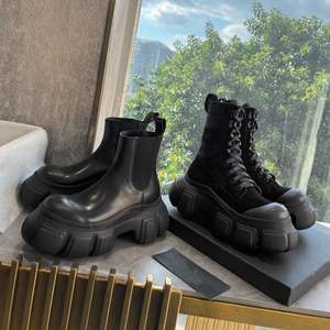 Bottes Chelsea à plateforme pour femmes, en cuir noir uni, à semelle épaisse, rehaussant la taille de 6 cm, vente en gros - Product Image 1