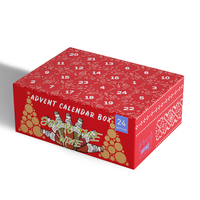 Boîte d'emballage de vin en carton ondulé réutilisable de conception personnalisée Boîte de calendrier de l'avent mystère de Noël de luxe personnalisée avec insertion