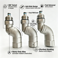 Raccord pivotant robuste en aluminium de 3/4 po pour buse de carburant, coudé à 45 degrés, connecteur rotatif à 360° pour essence/diesel/éthanol jusqu'à 10 %
