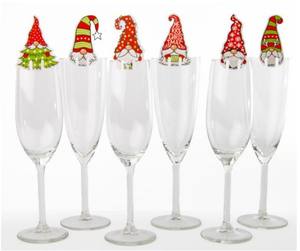 Hecho en Italia, Marca ESBE, Juego de Marcadores de Papel Classic Table Extra Joy de 6 Piezas, Estilo Navideño, Marcadores para Copas de Vino - Product Image 1