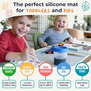 Tapis de bricolage en silicone avec protection des bords, tapis de table multifonctionnel résistant à la chaleur, tapis de table anti-plis pour enfants, tapis de table pour la peinture et les repas - Product Image 6