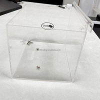 Vase carré en plexiglas transparent personnalisé pour boîte à jus boîte à cigarettes support en plastique pour mouchoirs unique urne en acrylique avec support