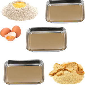 Juego de 3 bandejas de acero inoxidable para condimentos, bandeja rectangular para asar y bandejas para porcionar alimentos - Product Image 1
