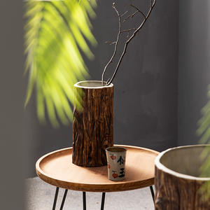 Jarrón grande con textura de corteza Pastoral de Jingdezhen <span class=keywords><strong>para</strong></span> patio Hotel Homestay y jardín maceta verde adorno suculento - Product Image 4