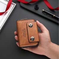 Nouveau portefeuille court pour homme, ample, à double boucle, grande capacité, multifonctionnel, pour permis de conduire et cartes de loisirs