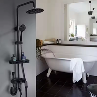 Robinet de douche thermostatique moderne noir mat à quatre fonctions avec jet pluie, en cuivre et céramique, pour salle de bain
