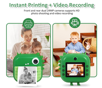 Kamera cetak termal Mini, kamera ganda kartun binatang lucu tanpa tinta Video 1080P HD layar 2.4 inci kamera instan untuk anak-anak