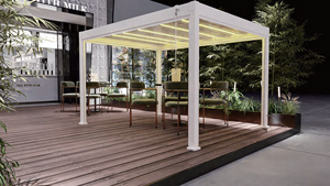 บานเกล็ดหลังคาบังแดดกลางแจ้งศาลาใน<span class=keywords><strong>สวน</strong></span>3x4พร้อมไฟ LED แถบบังแดดด้วยมือ "แสงจันทร์" โรงเก็บของ - Product Image 1