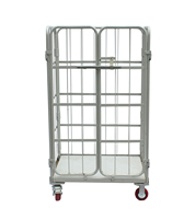 Chariot de manutention pliable en cage logistique, chariots de manutention en treillis métallique pour entrepôt