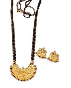 超エレガントなエスニックゴールドメッキの伝統的な黒ビーズのマンガルスートラ、女性用、結婚式、パーティー、ギフト、普段使いに、卸売価格で。 - Product Image 2