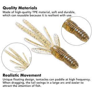 10 pièces en gros simulé crevettes appâts souples 8cm 2.5g PVC plastique aile queue paillettes goût de poisson leurres de pêche - Product Image 3